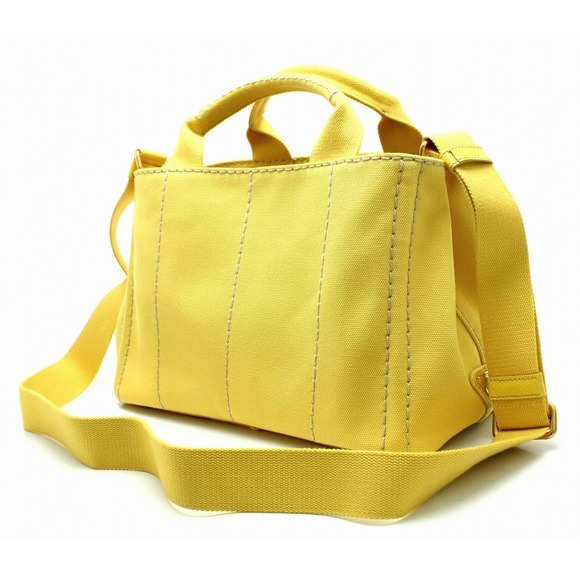 Prada 2WAY Girasole Shoulder Canapa Bag Bag Yellow Tote - Picture 1 of 9